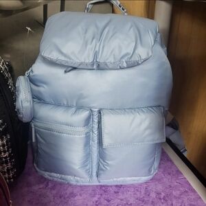 Light Blue Puffer Backpack